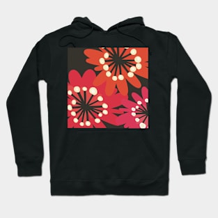 Fun flowerpower pattern in 1970-style, orange, red, brown Hoodie